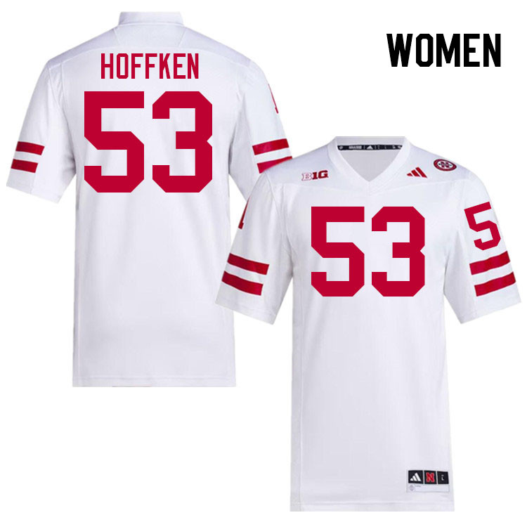 Women #53 David Hoffken Nebraska Cornhuskers College Football Jerseys Stitched Sale-White